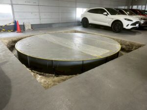 京都市伏見区｜ターンテーブル据付工事（基礎・床改修）｜費用450万円・工期10日【施工事例】